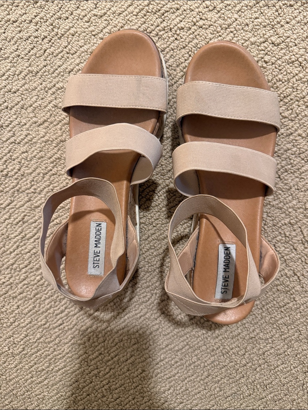 Steve Madden Nude Elastic Strap Sandals